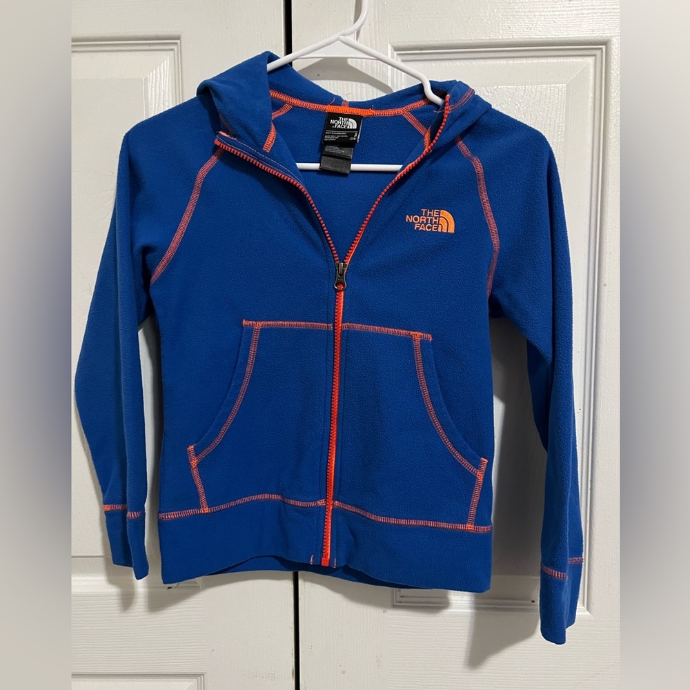 The North Face Kids Royal Blue Hoodie with Orange Accents